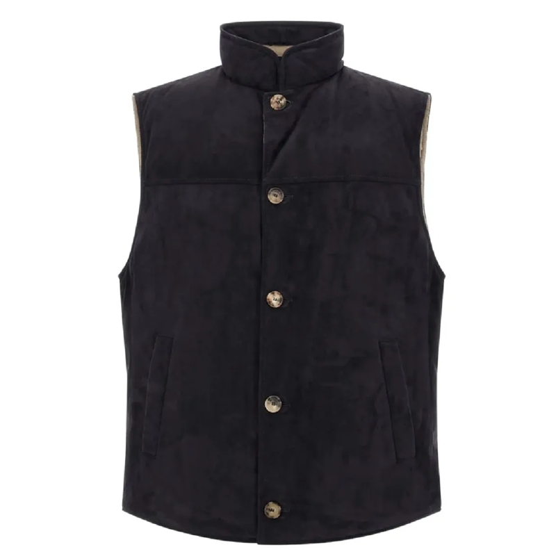 Brunello Cucinelli  Sleeveless High Collar Piumino Vest Black