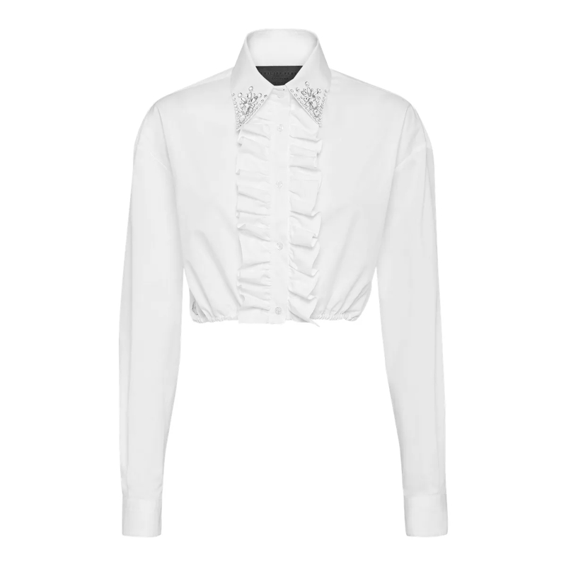 Philipp Plein Bluse Hemdbluse weiss
