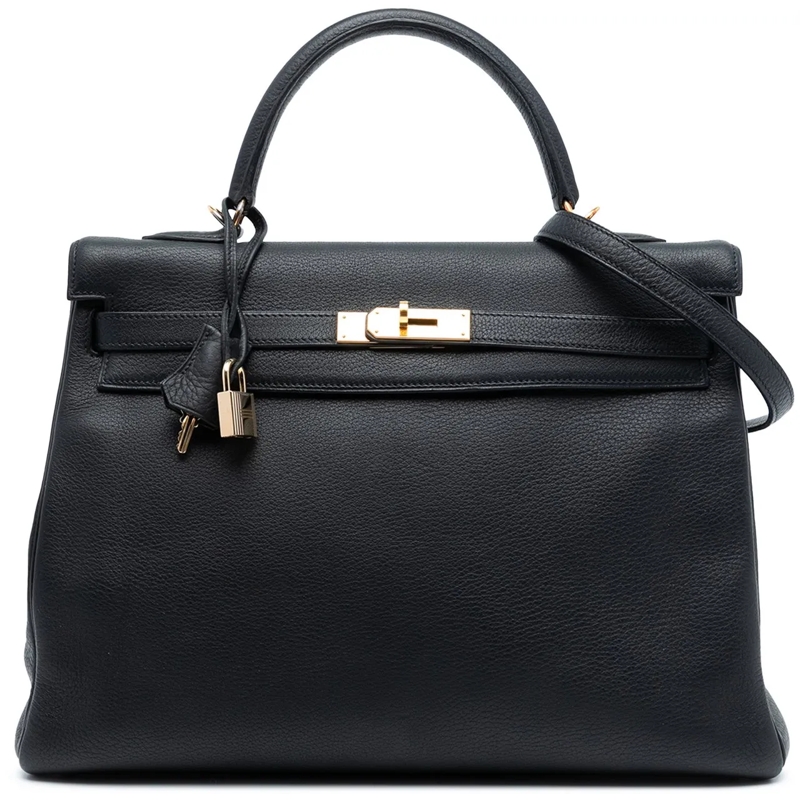 Hermès Schultertasche Togo Kelly II Retourne 35 schwarz