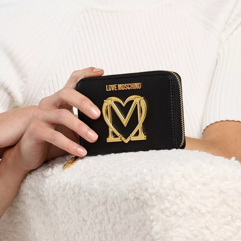 Love Moschino Portemonnaie mit Zip-Around-Reißverschluss Portafogli Pu  Nero(Image 2)