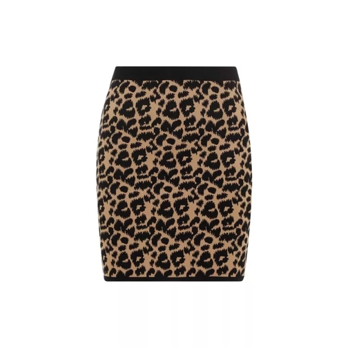 Max Mara Domizia Leopard Animalier Viscose Mini Skirt Brown 