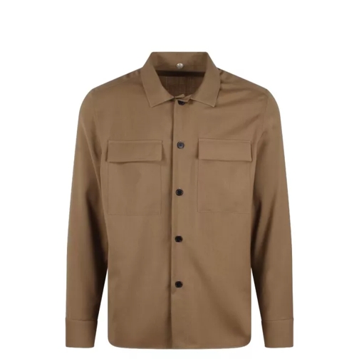 Low Brand Tropical Wool Shirt Jacket Brown 