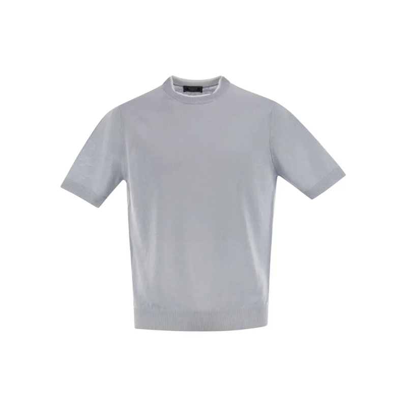 Peserico T-shirt T-Shirt In Linen And Cotton Yarn Blue