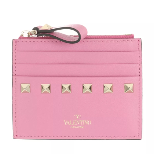 Valentino Garavani Rockstud Card Wallet Leather Dawn Pink Korthållare