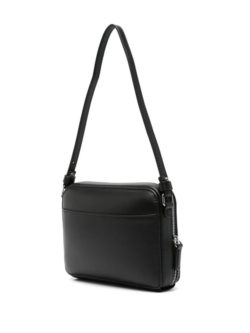 Courrèges Hobo bags Herringbone Chain-Link Shoulder Bag In Black Calf in zwart