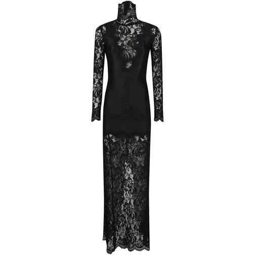 Paco Rabanne Midi-Kleider Long Sleeve Long Dress Black schwarz