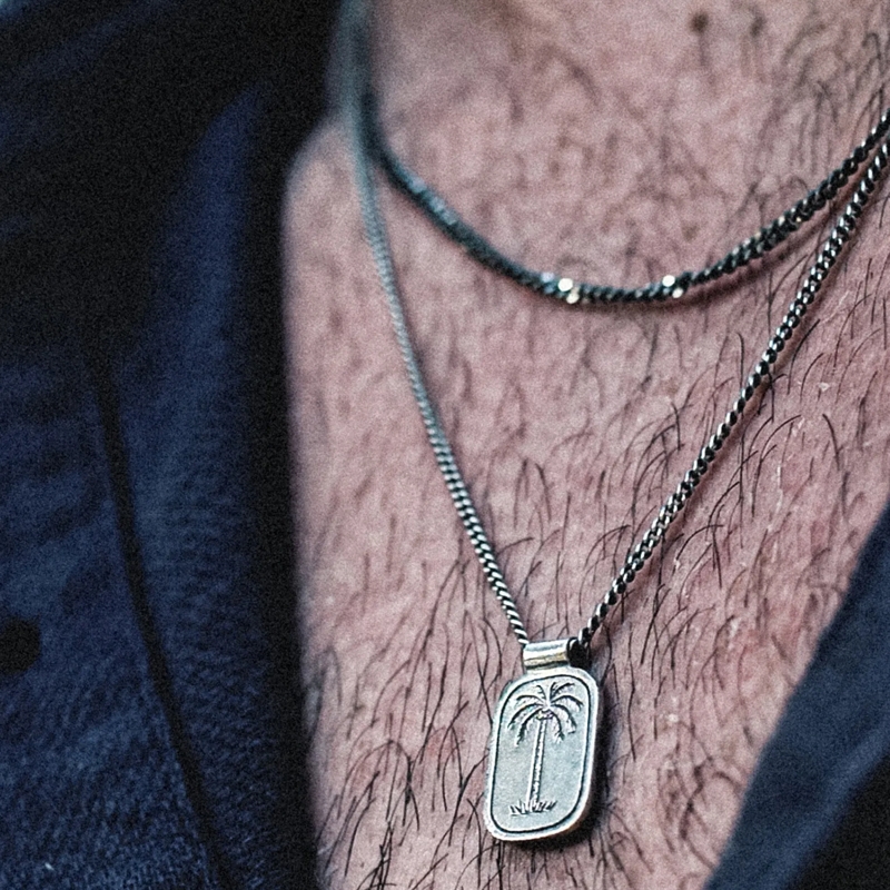 Haze & Glory Mittellange Halskette Halskette Layer Plättchen - Coconut Society Palme  silber(Image 8)