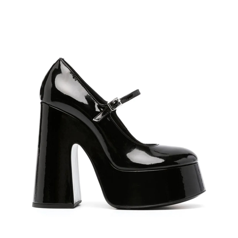 Vic Matié Sandalen 145Mm Patent Leather Platform Sandals Black