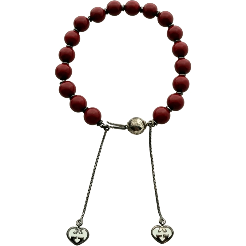 Gucci Armband Gucci San Valentino Sterling Silver Wooden Bead Br rot