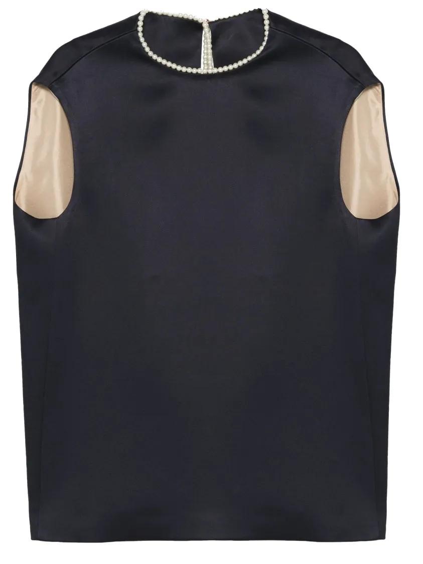 Thumbnail - CARVEN - Cocoon Top In Double Satin - Größe 38 - blau