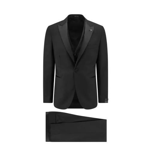 Tagliatore Virgin Wool Tuxedo With Vest Black 