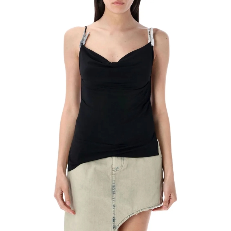 Coperni Bluse Cowl Neckline Black Tank Top Black