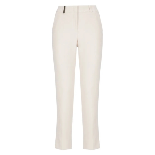 Peserico Pants With Leather Detail Neutrals 