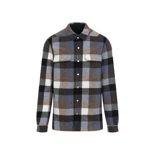 Rick Owens Chemises Blue Virgin Wool Shirt Multicolor