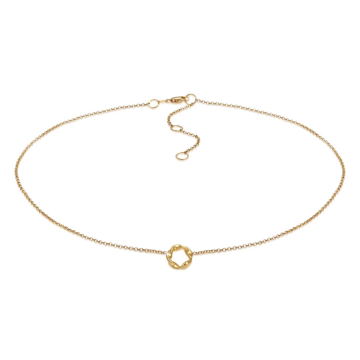 Elli Halsketten - Halskette Choker Erbskette Kreis Design Twisted 37 - Gr. unisize - in Gold - für Damen