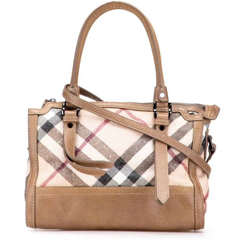 Burberry Sac à bandoulière Embossed Supernova Check Coated Canvas Satchel braun