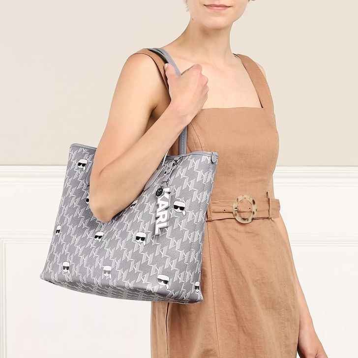 Karl Lagerfeld Monogram Tote Tote Bag, Women's, Size: One Size, Grey