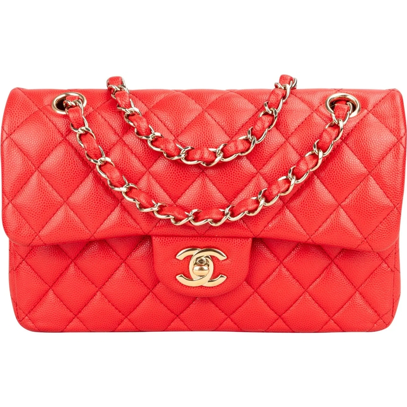 Chanel Tote Chanel Quilted Caviar Leather Small Double Flap Cr rot