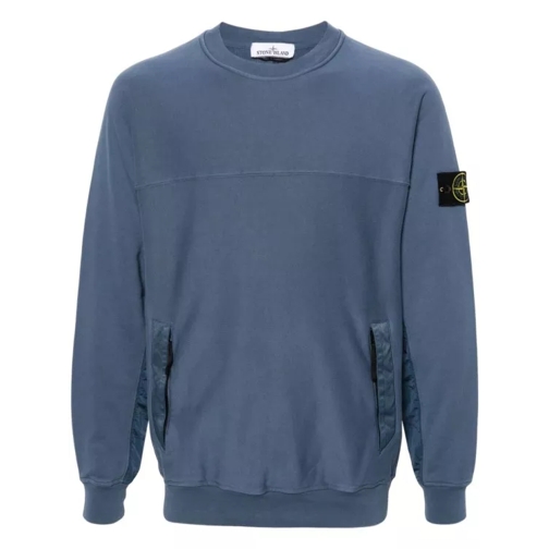 Stone Island Compass-Badge Cotton Sweatshirt Blue 