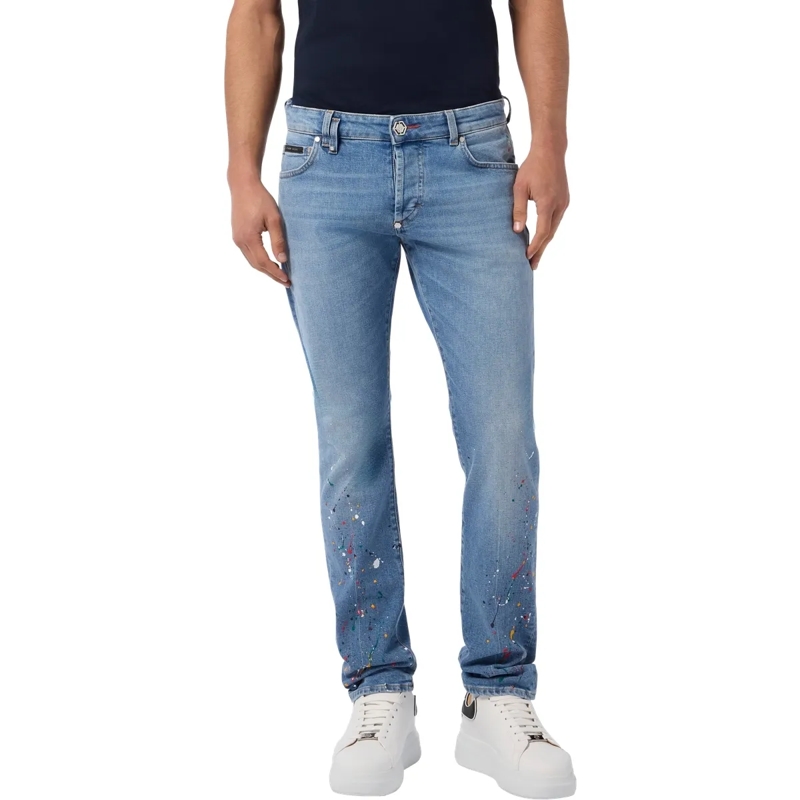 Philipp Plein Jeans mit geradem Bein Super Straight Cut Jeans Paint jeansblau(Image 3)