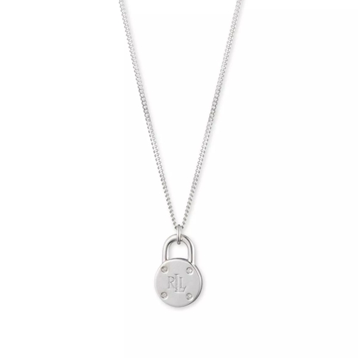 Lauren Ralph Lauren Necklace 14 Padlock Pendant Silver/Diamond Korte Halsketting
