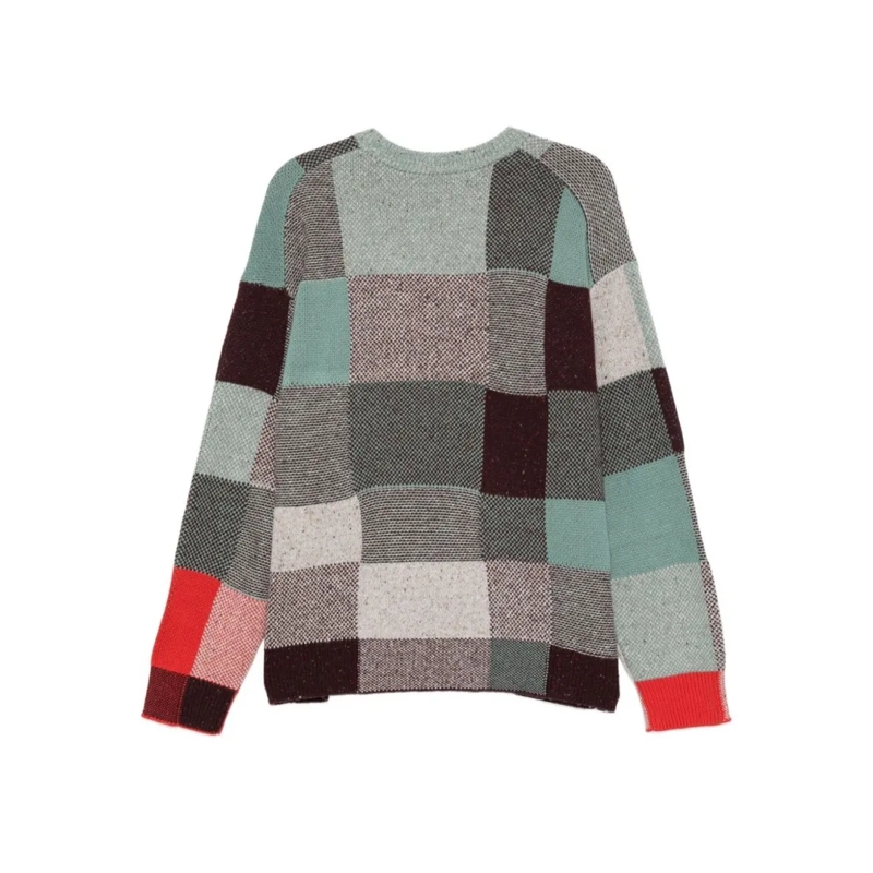 Paul Smith Pullover Patchwork Knit Sweater With Relaxed Fit Grey