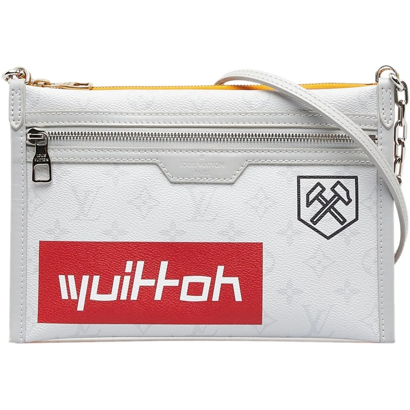 Louis Vuitton Schultertasche Monogram Antartica Double Flat Messenger grau