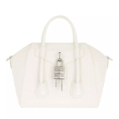 Givenchy Mini Antigona Lock Handle Bag In Box Leather Ivory Tote