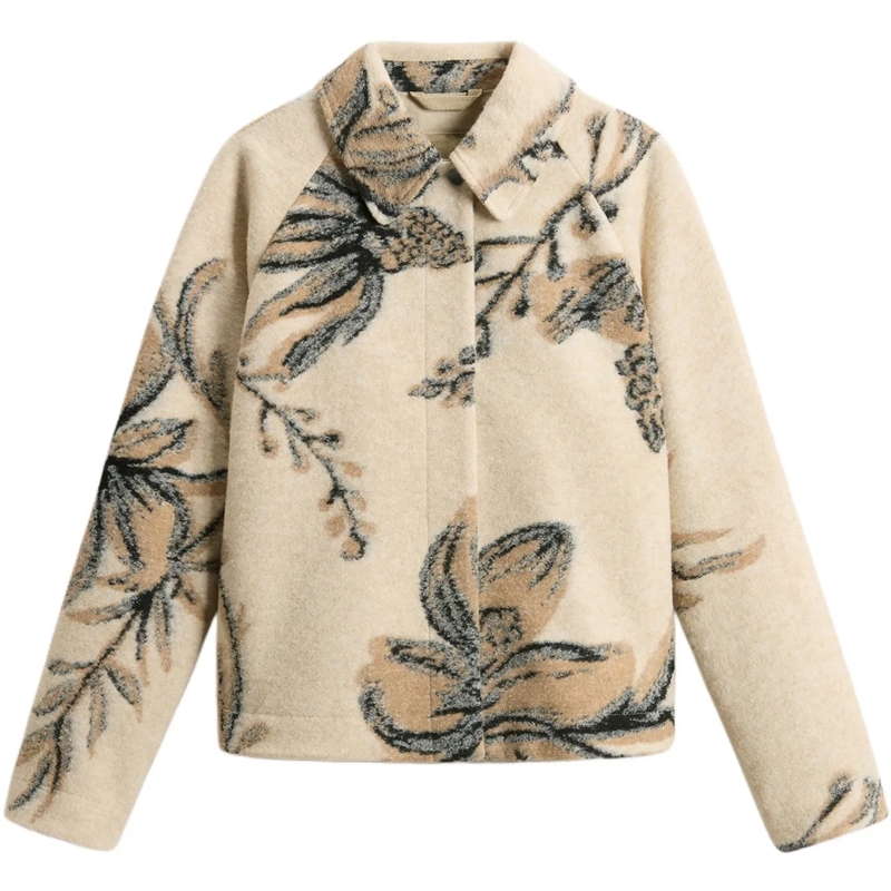 Woolrich Blouson aviateur Jacquard Wool Oversh beige