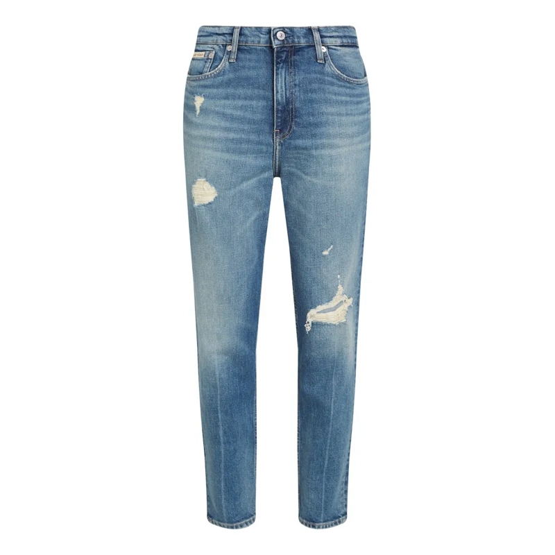 Calvin Klein Jeans High-Waisted Mom Fit Jeans With Tapered Leg And Di Blue