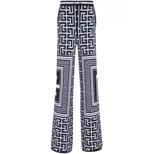 Balmain White/Black Monogrammed Maxi Pants Black 