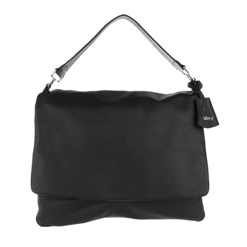 Abro Lotus Leather Shoulder Bag Black/Nickel Hoboväska
