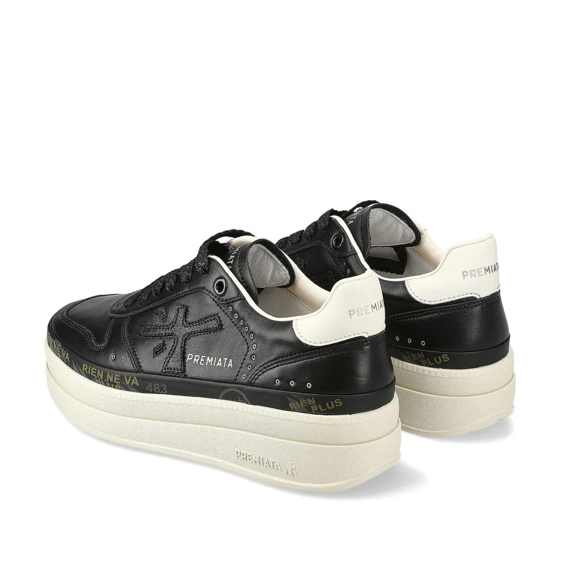 Premiata Sneakers Micol In Black Leather Topponcino White