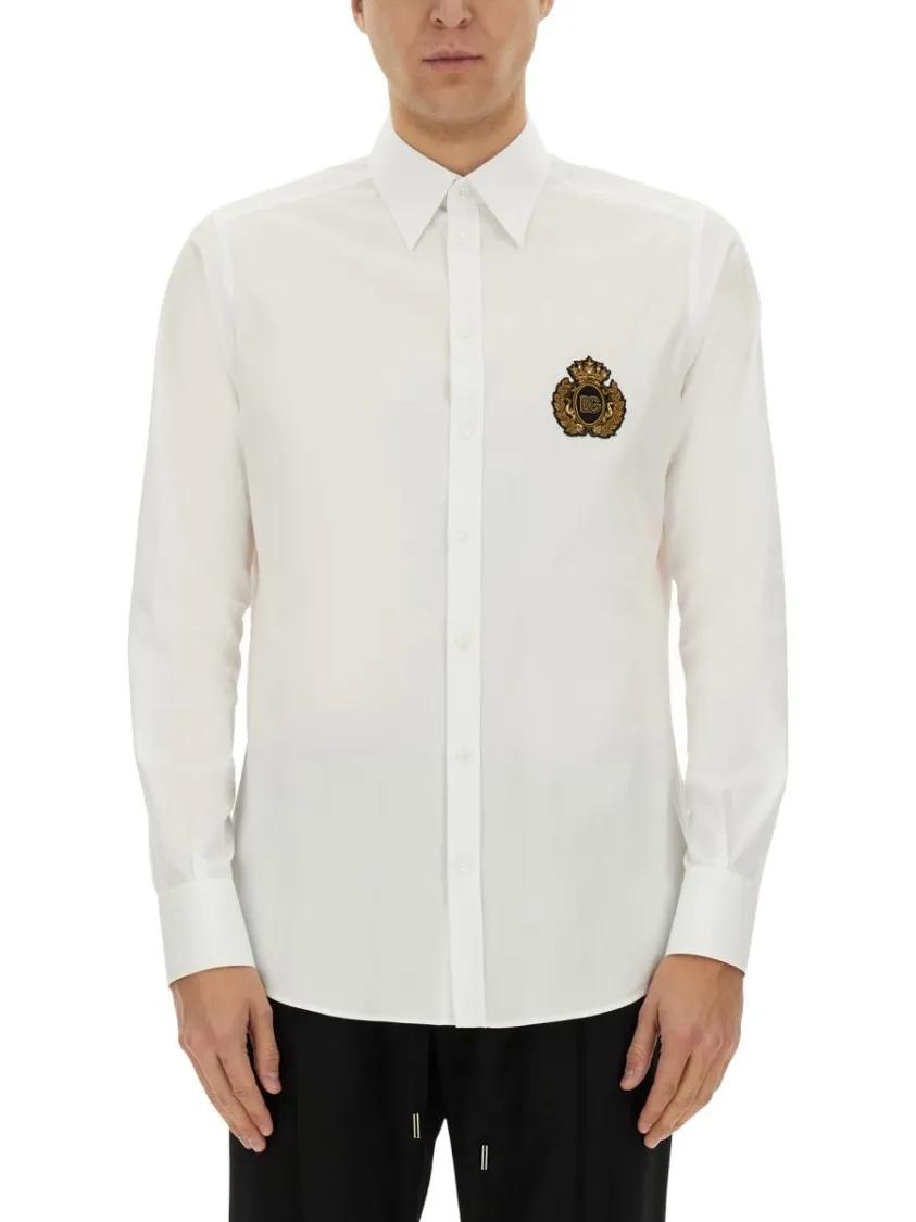 Thumbnail - Dolce&Gabbana - Shirt With Heraldic Patch - Größe 40 - weiß