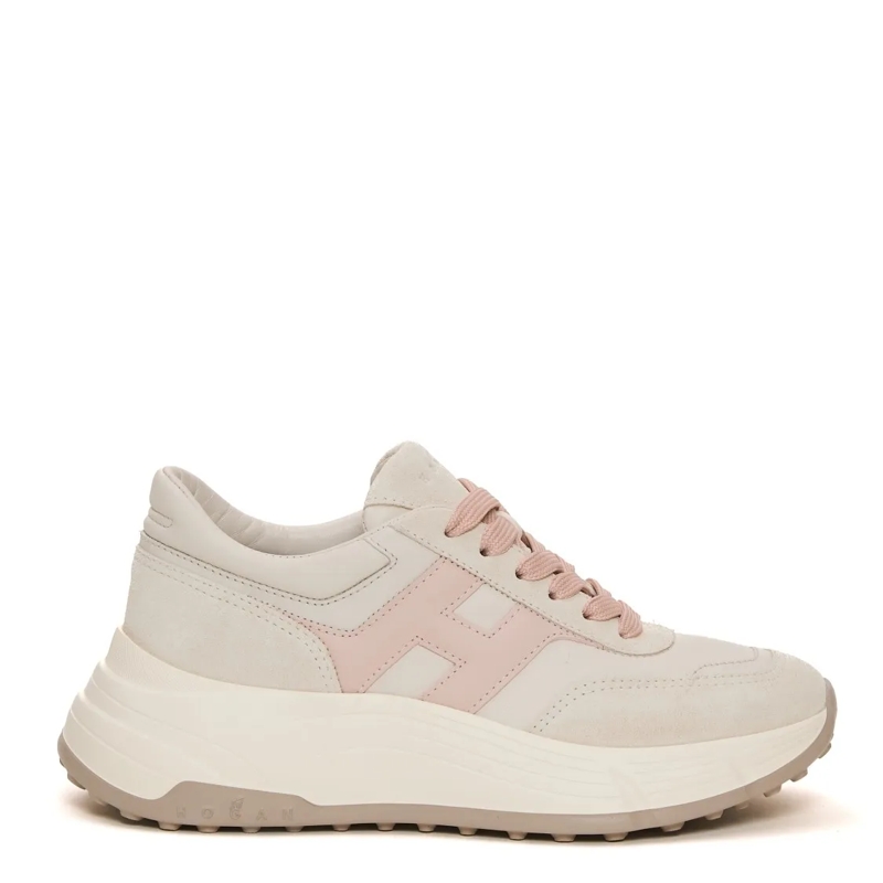 Hogan Low-Top-Sneaker Hi Fi H Pink And Ivory Suede Neutrals