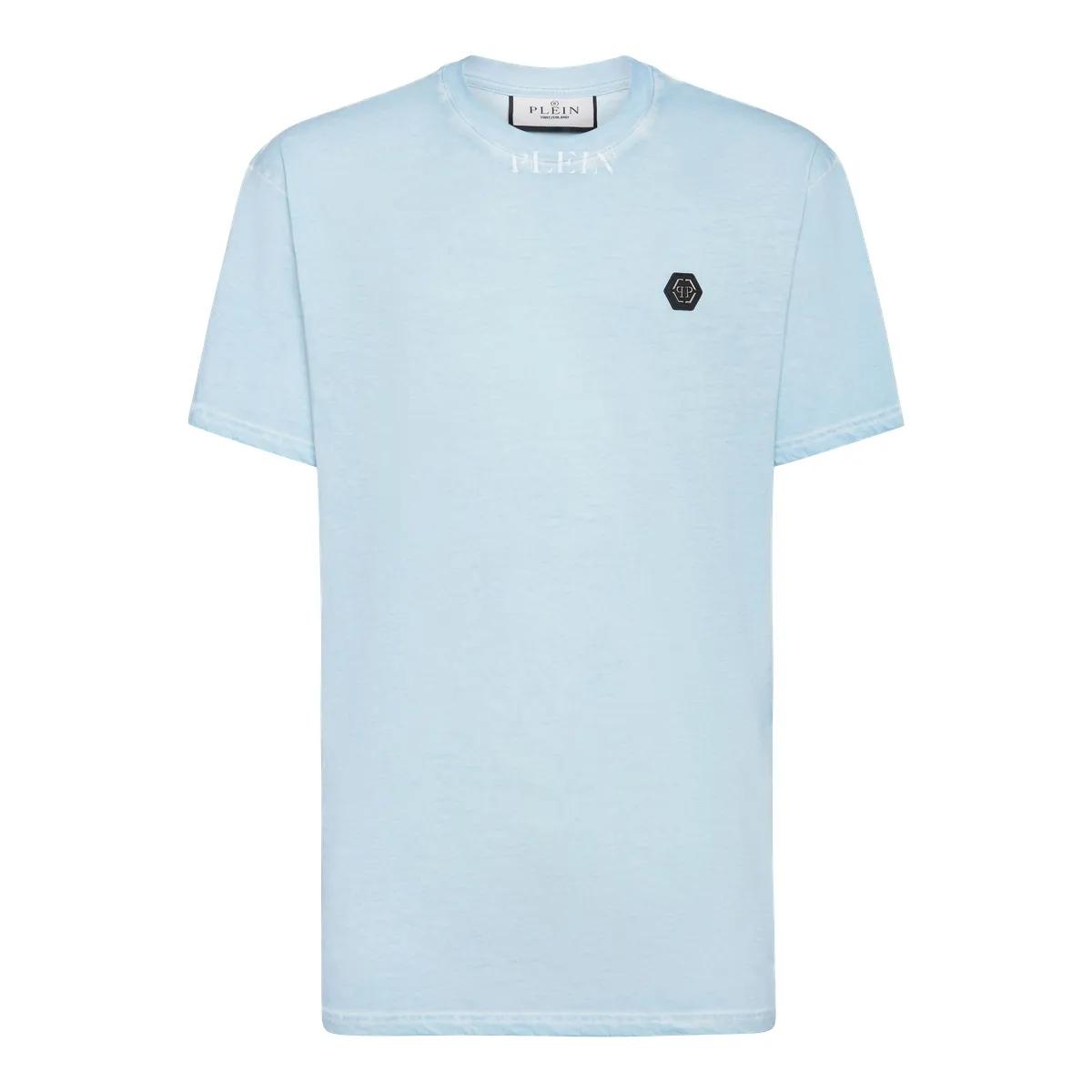 Thumbnail - Philipp Plein - T-Shirt Round Neck Ss Basic Old Dye - Größe L - blau