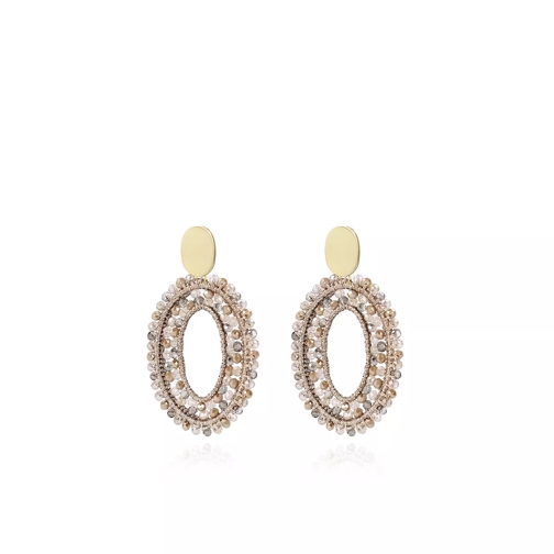 LOTT.gioielli Earrings Silk Oval Open Double Stones Medium Champagne Gold  Drop Earring