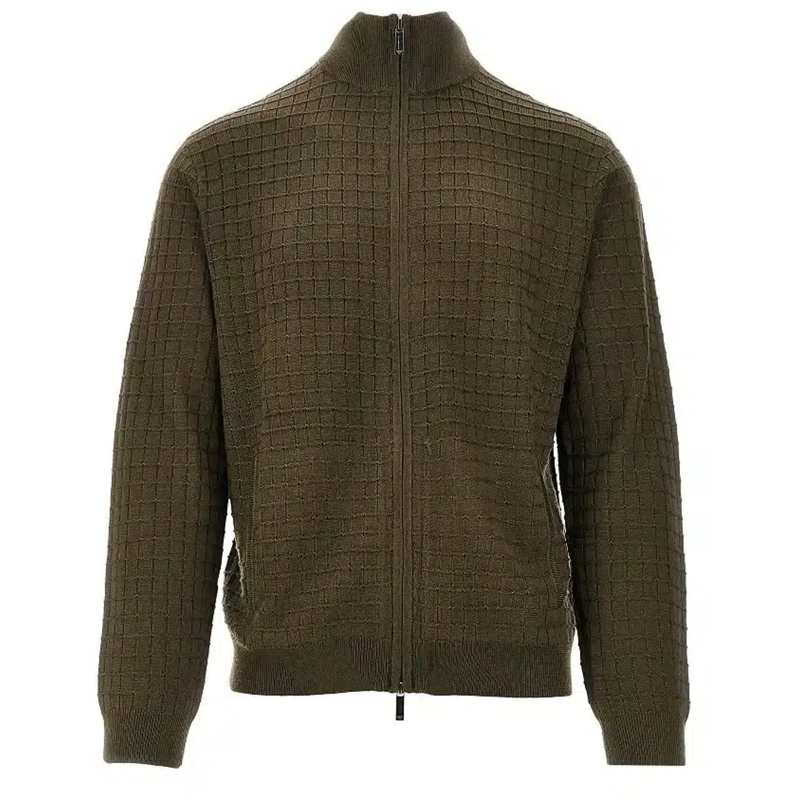 Emporio Armani Weste Patterned Stitch Full Zip Crocodile grün