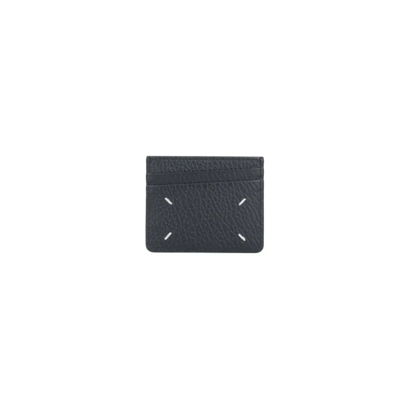 Maison Margiela Geldbörse Textured Calfskin Cardholder With Four Stitches De Black
