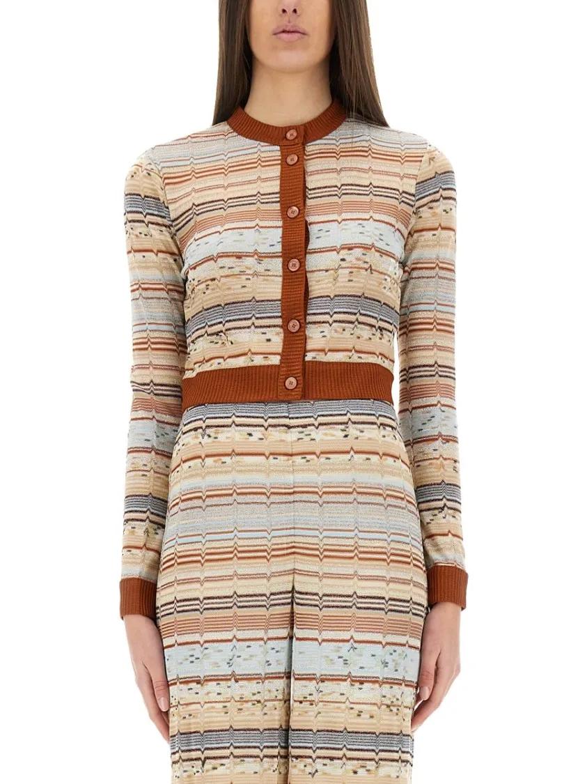 Thumbnail - Missoni - Striped Pattern Cardigan - Größe 42 - bunt