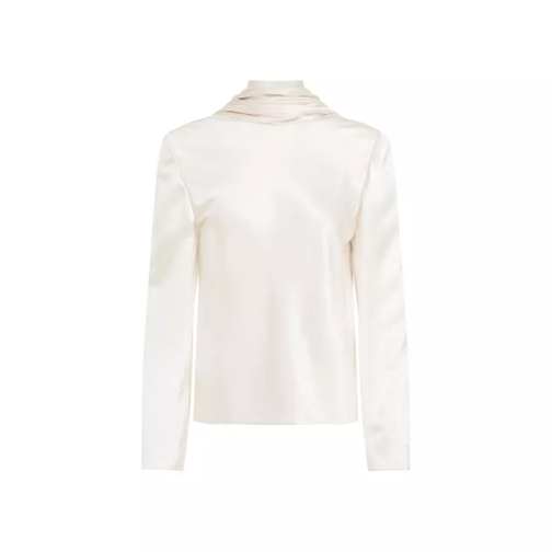 Saint Laurent White Draped Crepe Blouse White 