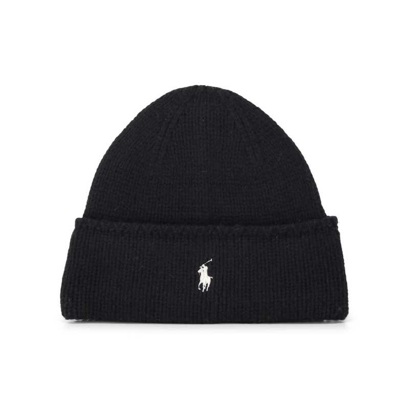 Polo Ralph Lauren Wollen Hoed Beanie mit Logo Schwarz