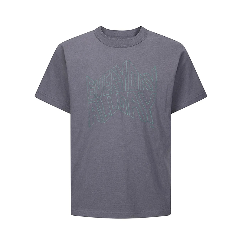 Sacai T-Shirt Distinctive Print T-Shirt With Classic Crew Neckli Grey
