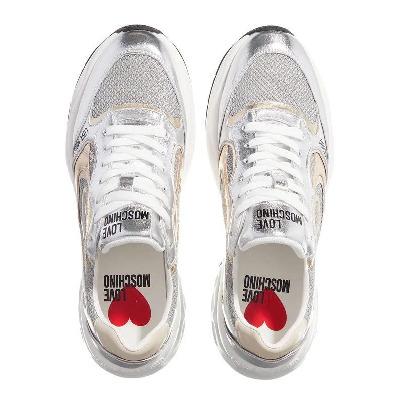 Love Moschino Low-Top-Sneaker Sneakers Donna Argento+Argento+Platino+Beige(Image 6)