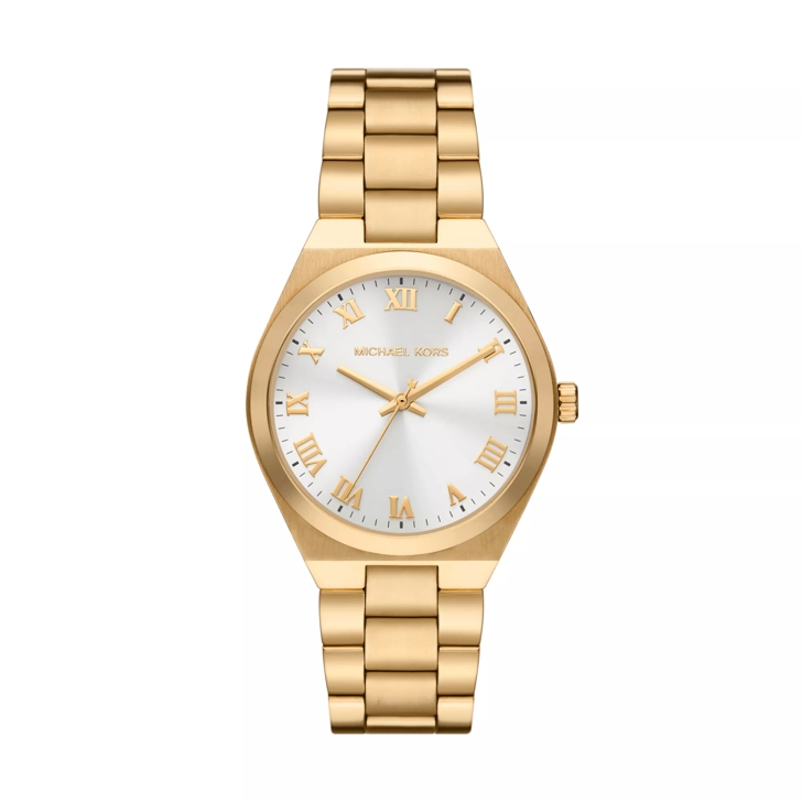 Michael Kors Lennox Three Hand Stainless Steel Watch Gold Tone Montre a quartz