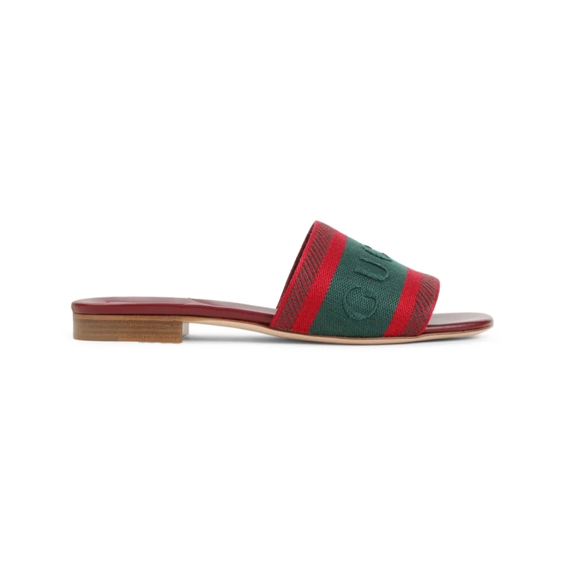 Gucci Sandalen Open-Toe Red Leather Sandals Multicolor
