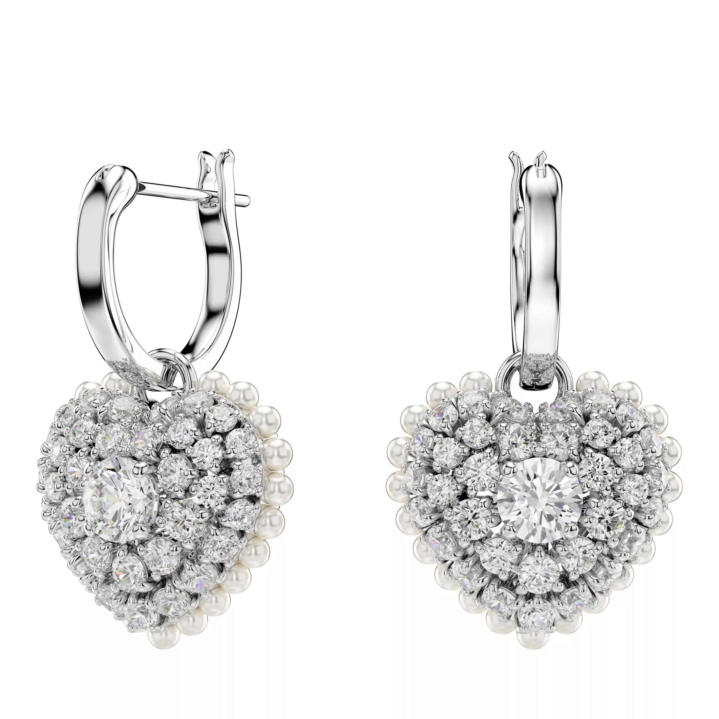 Swarovski Ohrringe - Hyperbola drop earrings, Heart, Rhodium plated - Gr. unisize - in Weiß - für Damen