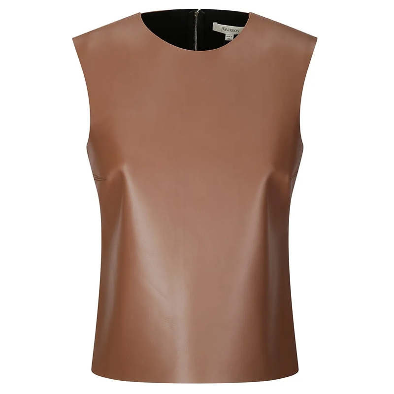 J.W.Anderson Top Leather Sleeveless Top Brown