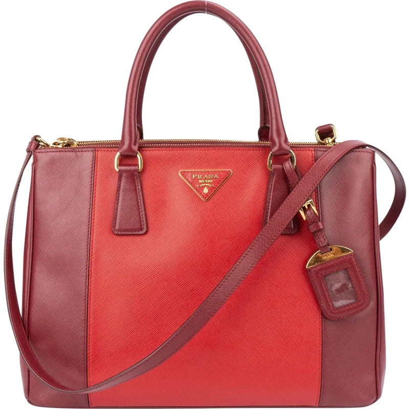 Prada Sac à bandoulière Prada Bicolor Saffiano Leather Galleria Handbag rot