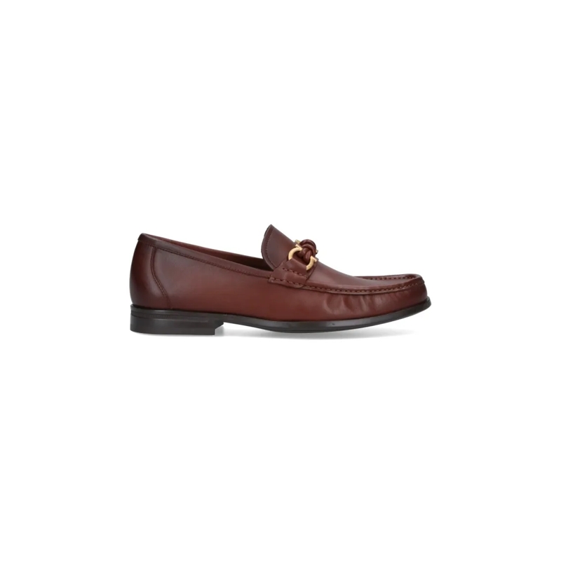 Salvatore Ferragamo Loafer Sleek Leather Loafers With Gold-Tone Detailing Brown